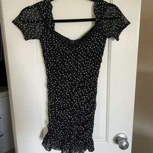 NEW polka dot ruffled black mini dress
